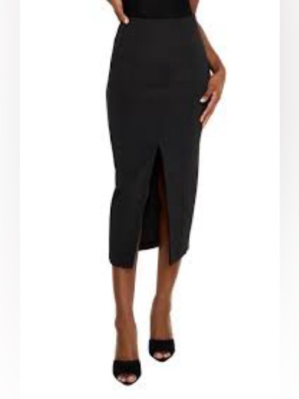 Black Midi Pencil Skirt with Front Slit by H&M Size 4
